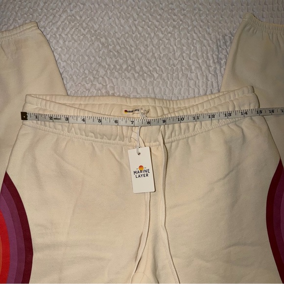 Marine Layer Cloud 9 Anytime Sweatpant Rainbow Striped Antique White NWT - Picture 4 of 9